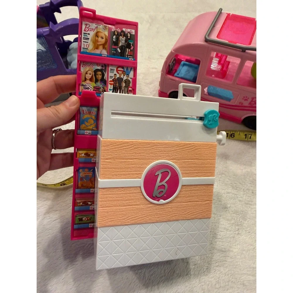 Barbie‎ Extra Tour Bus Pink Pet Camper and  Barbie Supermarket Playset Bundle